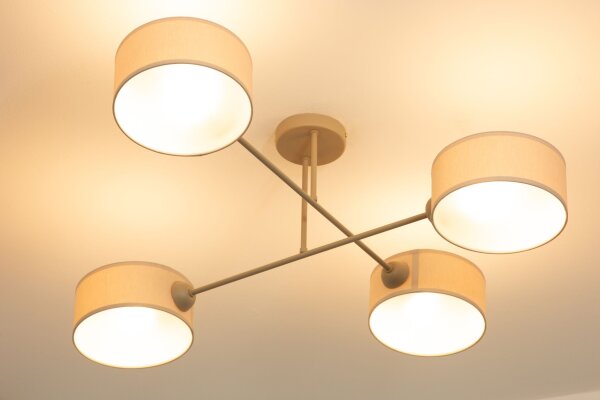 Deckenlampe Stoff Beige Hellbeige E14 L:80 cm