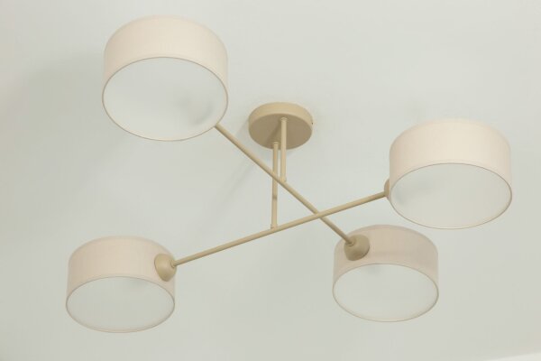 Deckenlampe Stoff Beige Hellbeige E14 L:80 cm