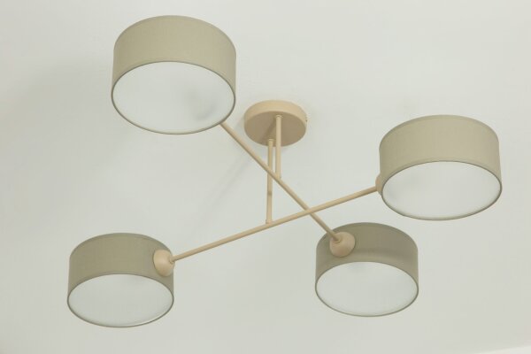 Deckenlampe Stoff Beige E27 L:80 cm gemütlich