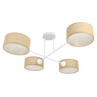 Deckenlampe Stoff Weiß Beige E27 L:80 cm...