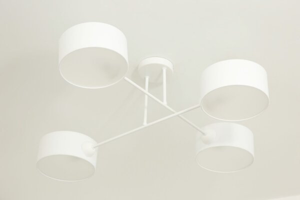 Deckenlampe blendarm Stoffschirm Weiß E27 L:80 cm