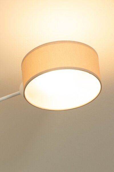 Deckenlampe Stoff Weiß Hellbeige E27 L:80 cm modern
