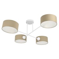 Deckenlampe Stoff Weiß Dunkelbeige E27 L:80 cm
