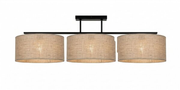 Deckenlampe Leinen Schwarz E27 L:70 cm gemütlich