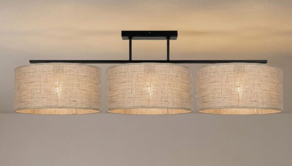 Deckenlampe Leinen Schwarz E27 L:70 cm gemütlich