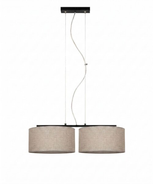 Pendelleuchte Leinen Schwarz Beige E27 L:70 cm