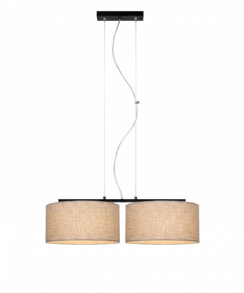 Pendelleuchte Leinen Schwarz Beige E27 L:70 cm