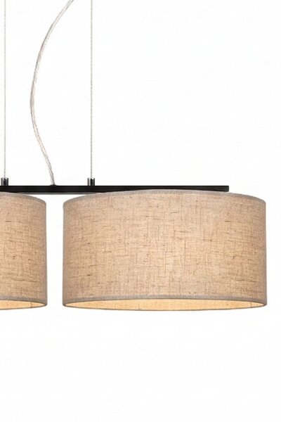 Pendelleuchte Leinen Schwarz Beige E27 L:70 cm