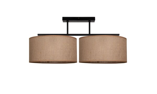 Deckenlampe Leinen Schwarz Natur E27 L:70 cm wohnlich