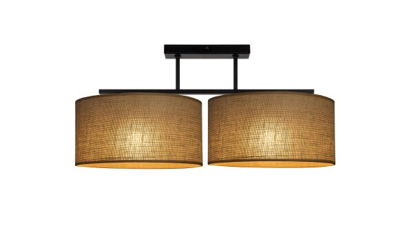 Deckenlampe Leinen Schwarz Natur E27 L:70 cm wohnlich