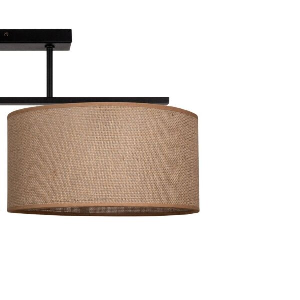 Deckenlampe Leinen Schwarz Natur E27 L:70 cm wohnlich