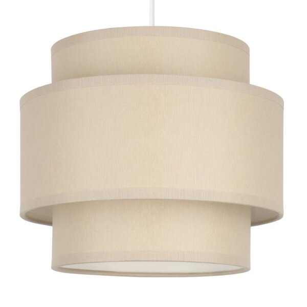 Pendelleuchte Stoff Weiß Beige E27 Ø30 cm wohnlich