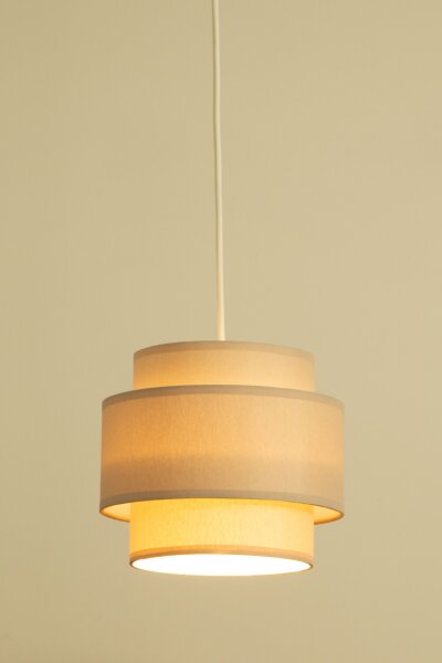 Pendelleuchte Stoff Weiß Beige E27 Ø30 cm wohnlich