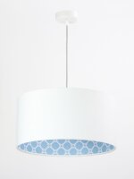 Pendelleuchte KIRA Weiß Blau Stoff Retro Esstisch