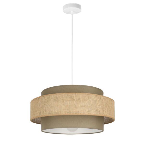 Pendelleuchte Stoff Weiß Beige E27 Ø40 cm wohnlich