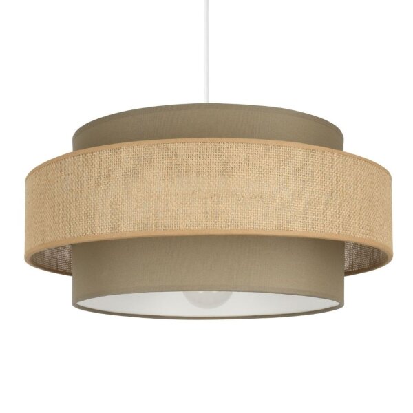 Pendelleuchte Stoff Weiß Beige E27 Ø40 cm wohnlich