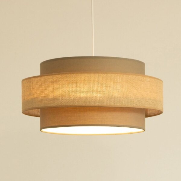 Pendelleuchte Stoff Weiß Beige E27 Ø40 cm wohnlich