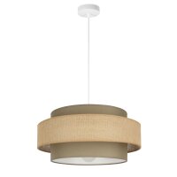 Pendelleuchte Stoff Weiß Beige E27 Ø40 cm...