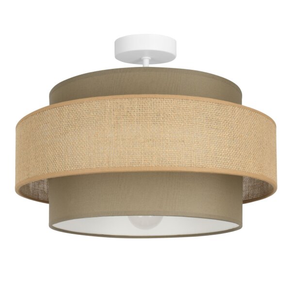 Deckenlampe Stoff Beige Weiß E27 Ø40 cm dekorativ