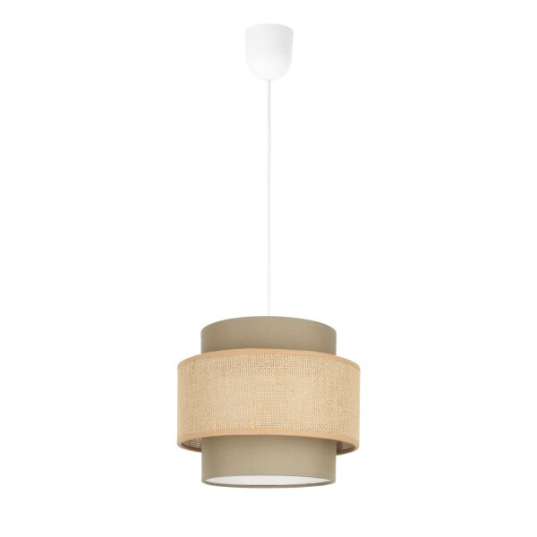 Pendelleuchte Stoff Weiß Beige E27 Ø20 cm blendarm