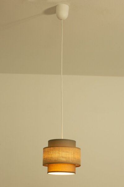 Pendelleuchte Stoff Weiß Beige E27 Ø20 cm blendarm