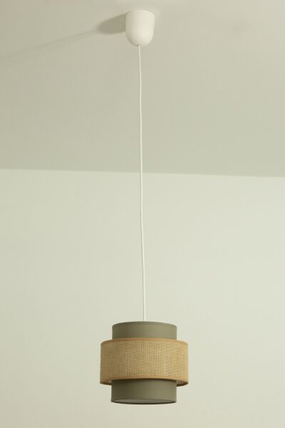 Pendelleuchte Stoff Weiß Beige E27 Ø20 cm blendarm