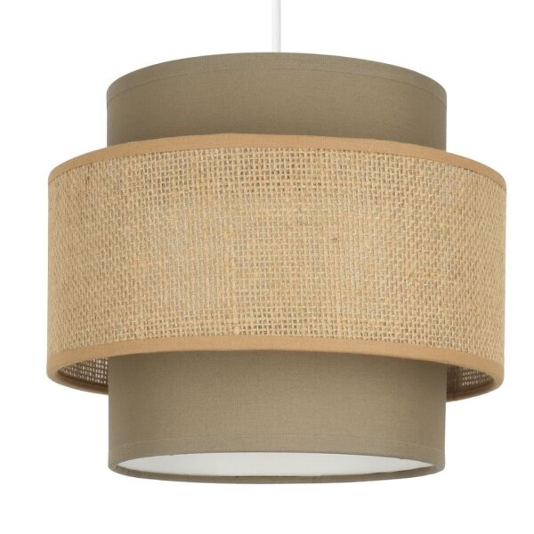Pendelleuchte Stoff Weiß Beige E27 Ø20 cm blendarm