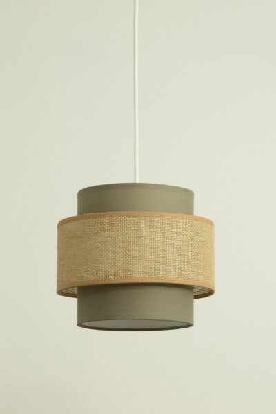 Pendelleuchte Stoff Weiß Beige E27 Ø20 cm blendarm