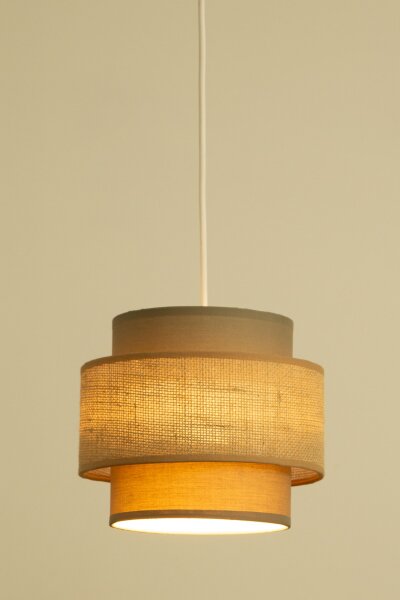 Pendelleuchte Stoff Weiß Beige E27 Ø20 cm blendarm