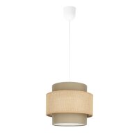 Pendelleuchte Stoff Weiß Beige E27 Ø20 cm...