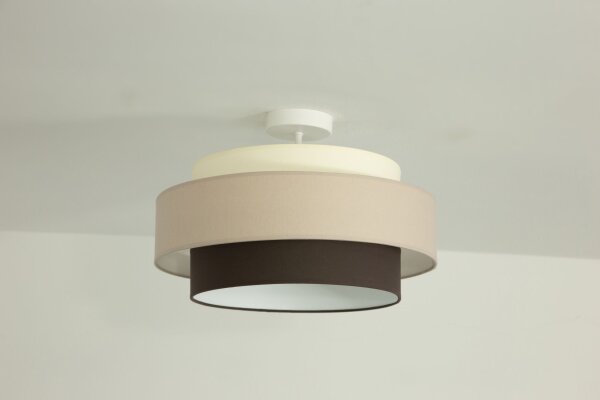Deckenlampe Stoff Weiß Ecru Beige E27 Ø40 cm blendarm