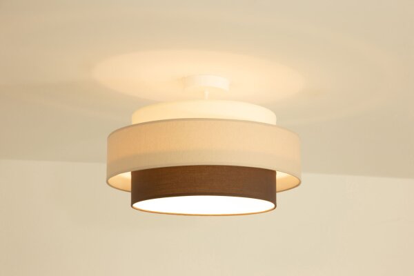 Deckenlampe Stoff Weiß Ecru Beige E27 Ø40 cm blendarm