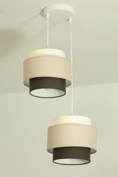 Pendelleuchte Stoff Weiß Ecru E27 Ø30 cm gemütlich