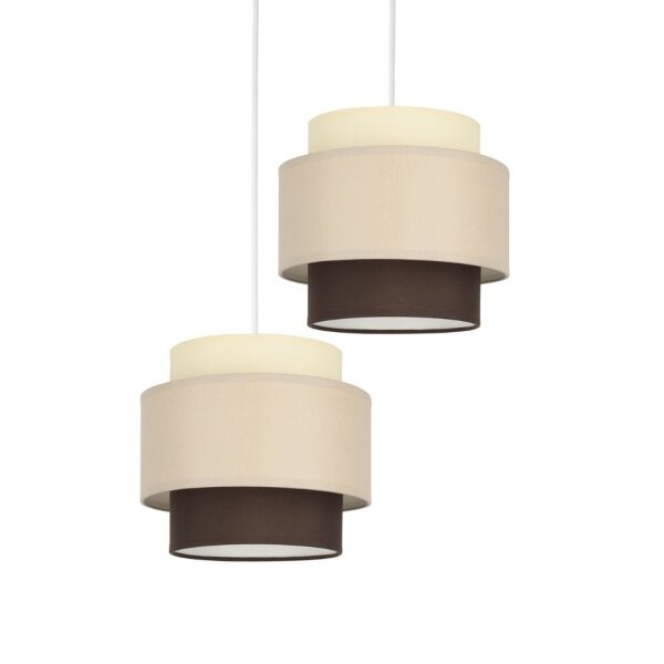 Pendelleuchte Stoff Weiß Ecru E27 Ø30 cm gemütlich