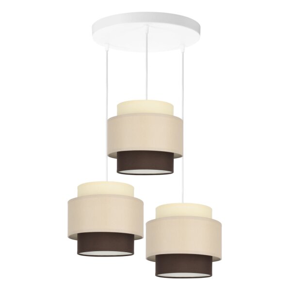 Pendelleuchte Stoff Weiß Ecru Beige E27 Ø45 cm