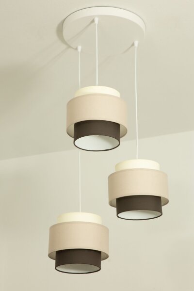 Pendelleuchte Stoff Weiß Ecru Beige E27 Ø45 cm