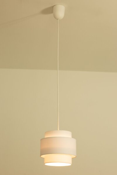 Hängelampe blendarm Stoff Weiß E27 Ø20 cm wohnlich