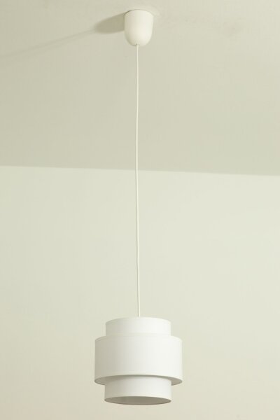 Hängelampe blendarm Stoff Weiß E27 Ø20 cm wohnlich