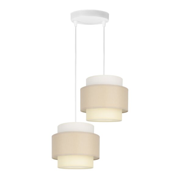 Pendelleuchte Stoff Weiß Hellbeige E27 Ø30 cm
