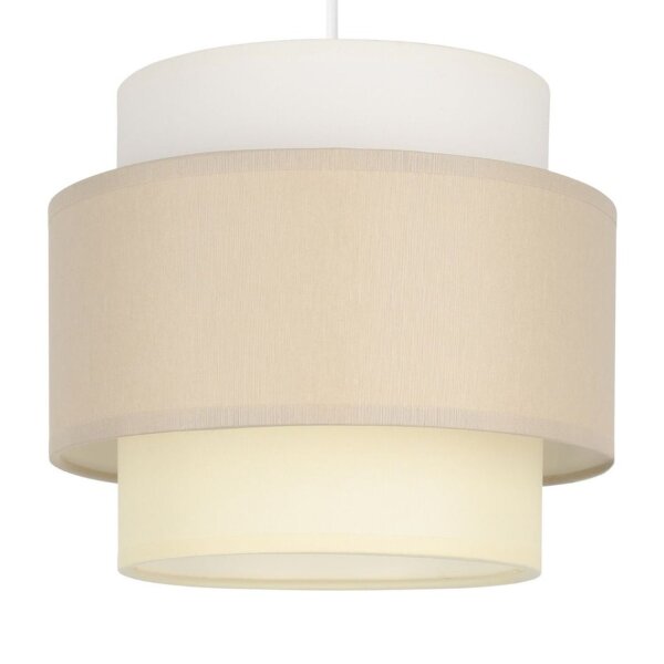 Pendelleuchte Stoff Weiß Hellbeige E27 Ø30 cm
