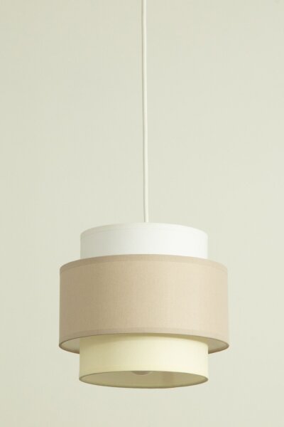 Pendelleuchte Stoff Weiß Hellbeige E27 Ø30 cm