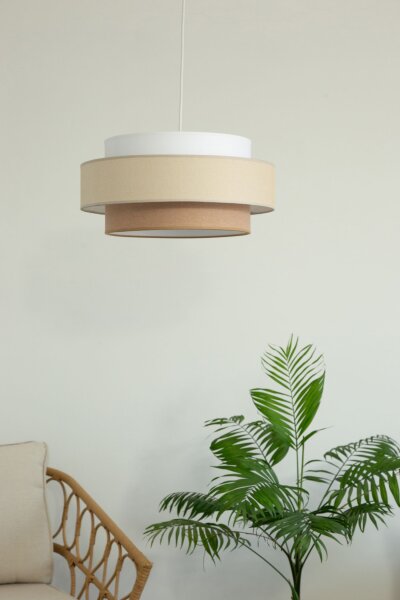 Pendelleuchte Stoff Weiß Sandfarben E27 Ø40 cm