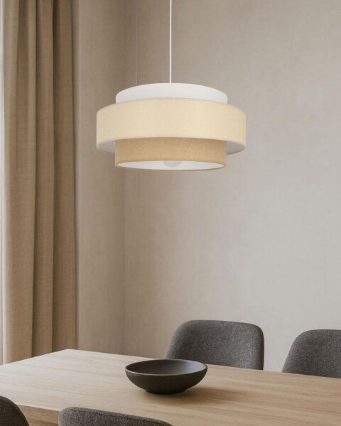 Pendelleuchte Stoff Weiß Sandfarben E27 Ø40 cm