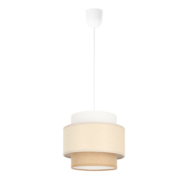 Pendelleuchte Stoff Weiß Sandfarben E27 Ø20 cm