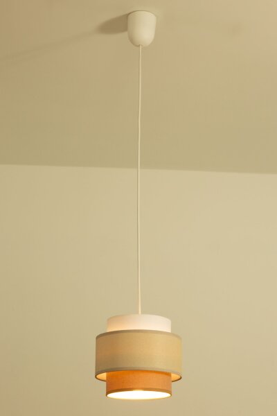 Pendelleuchte Stoff Weiß Sandfarben E27 Ø20 cm