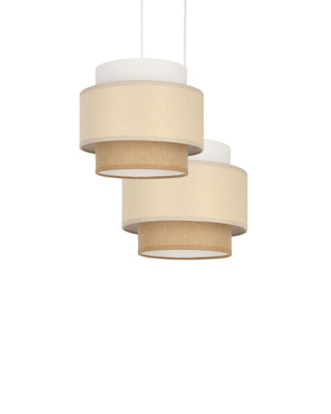 Pendelleuchte Stoff Weiß Sandfarben E27 Ø30 cm