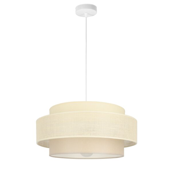 Pendelleuchte Stoff Weiß Ecru E27 Ø40 cm gemütlich