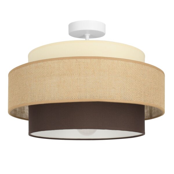 Deckenlampe Stoffschirm Weiß Ecru E27 Ø40 cm blendarm