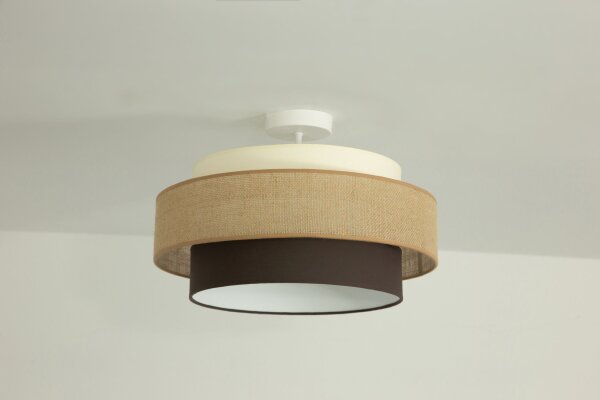 Deckenlampe Stoffschirm Weiß Ecru E27 Ø40 cm blendarm