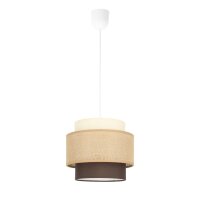 Pendelleuchte Stoffschirm Weiß Ecru E27 Ø20 cm